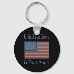 United we står 6 fot bredvid USA flagga Nyckelring