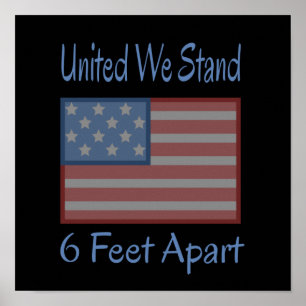 United we står 6 fot bredvid USA flagga Poster