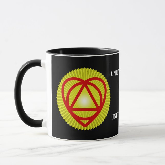 Uniteistisk logotyp solsprängning mugg (Vänster)