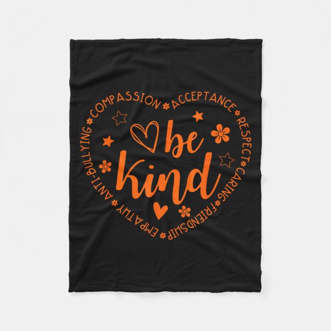 Unity Day Be Kind Kindness Orange Anti Bullying Te Fleecefilt (Framsidan)
