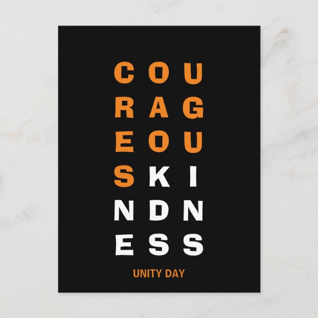 Unity Day COURAGEOUS KINDNESS Anti Bulling Vykort (Framsida)