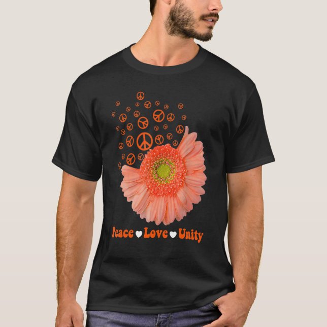 Unity Day Orange Daisy Peace Kärlek Unity Anti Bul T Shirt (Framsida)