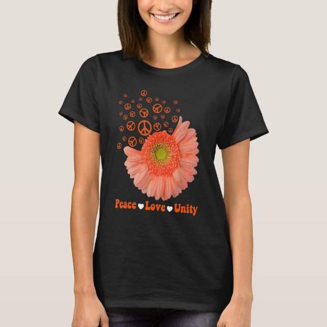 Unity Day Orange Daisy Peace Kärlek Unity Anti Bul T Shirt (Framsida)