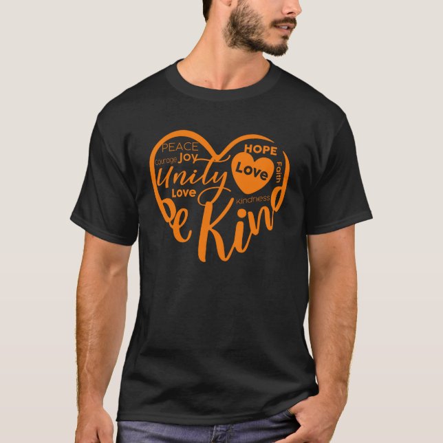 UNITY DAY Orange Heart Anti-Bulling T Shirt (Framsida)