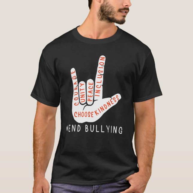 Unity Day Orange Kids 2022 Anti Bullying Love Sign T Shirt (Framsida)