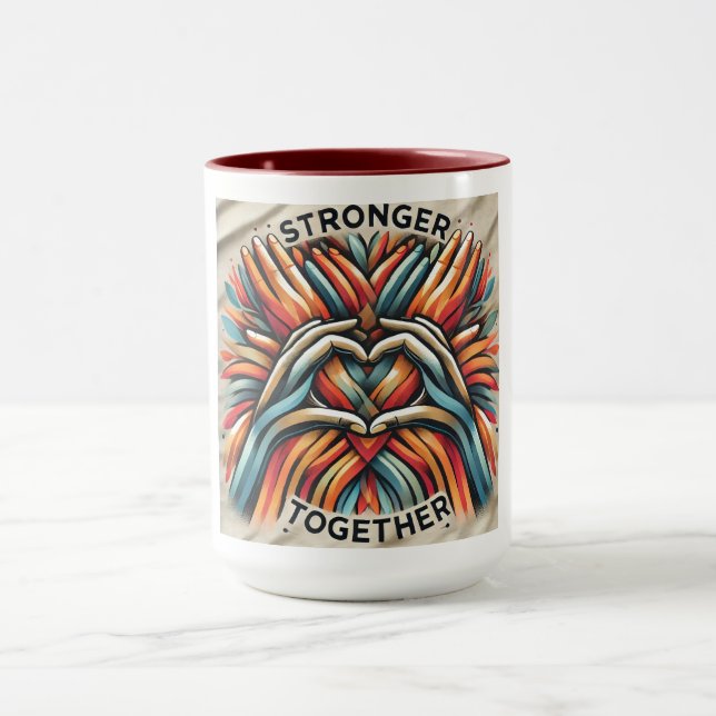 Unity Heart Color Händer Art Mugg (Center)