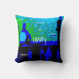 "Unity" i skuggor av Blue, Black, Grönt Design Kudde