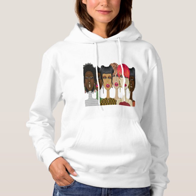 "Unity in Style" Fashion Faces Hoodie T Shirt (Framsida)
