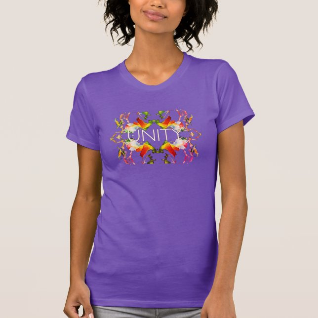 "Unity" Mandala Red Gult White Grönt Design T Shirt (Framsida)