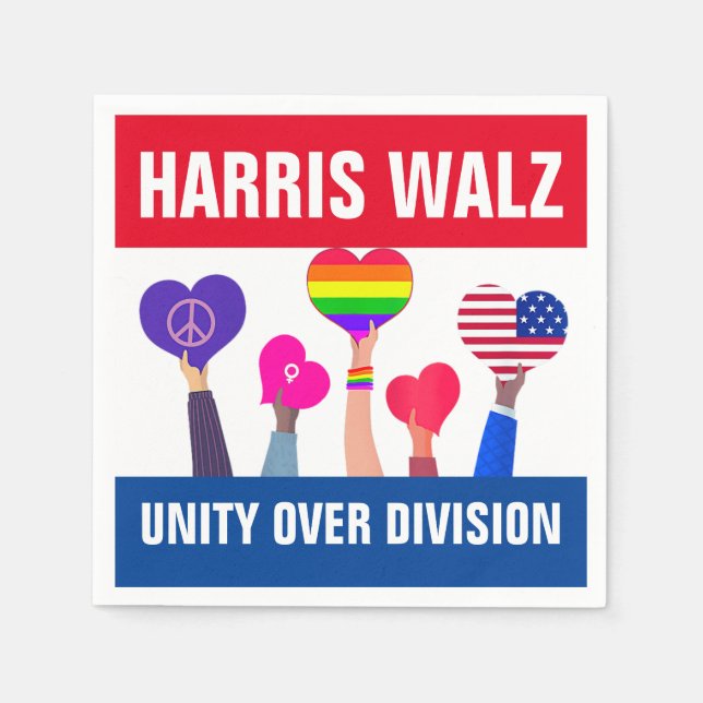 Unity over Division Harris Walz Tim Walz Red Blue Pappersservett (Framsidan)