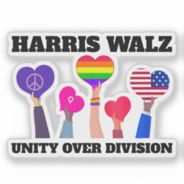 Unity over Division Kamala Harris Tim Walz Klistermärken