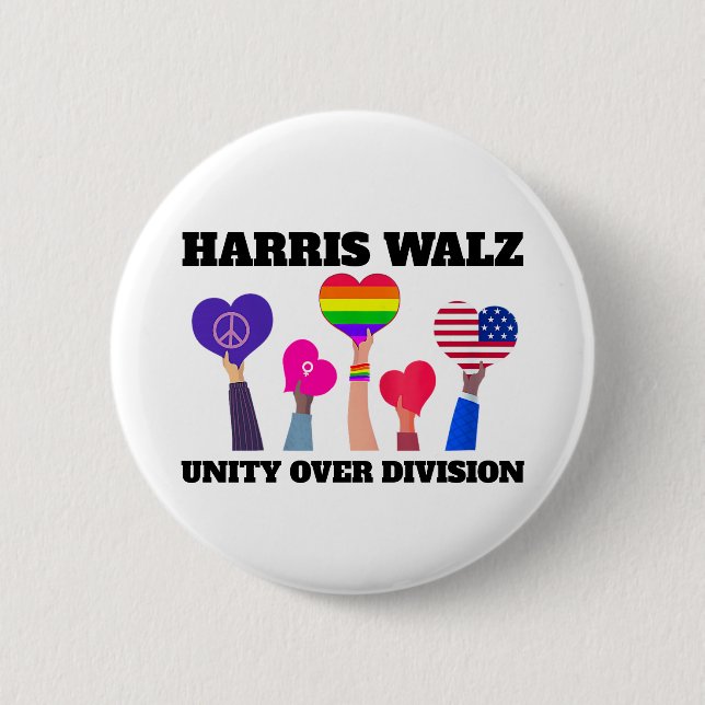 Unity over Division Kamala Harris Tim Walz Knapp (Framsida)