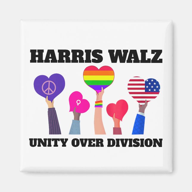 Unity over Division Kamala Harris Tim Walz Magnet (Framsidan)