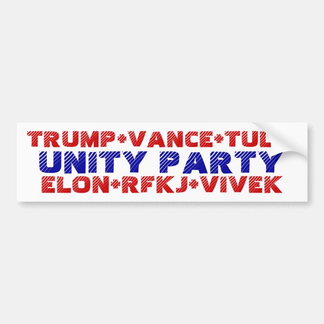 UNITY PARTY Trump Vance Tulsi Elon RFKJ Vivek Bildekal (Framsidan)