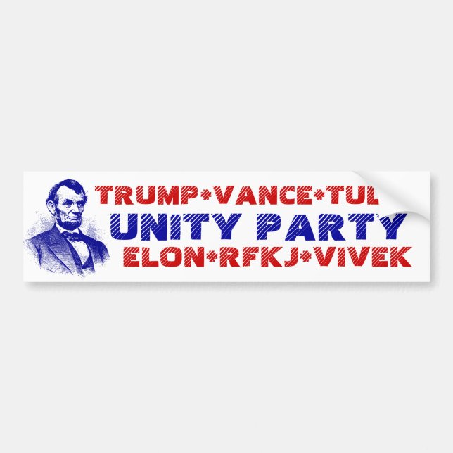 UNITY PARTY Trump Vance Tulsi Elon RFKJ Vivek Bildekal (Framsidan)