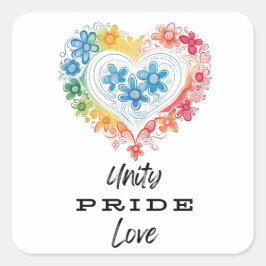 Unity Pride Kärlek Fyrkantigt Klistermärke