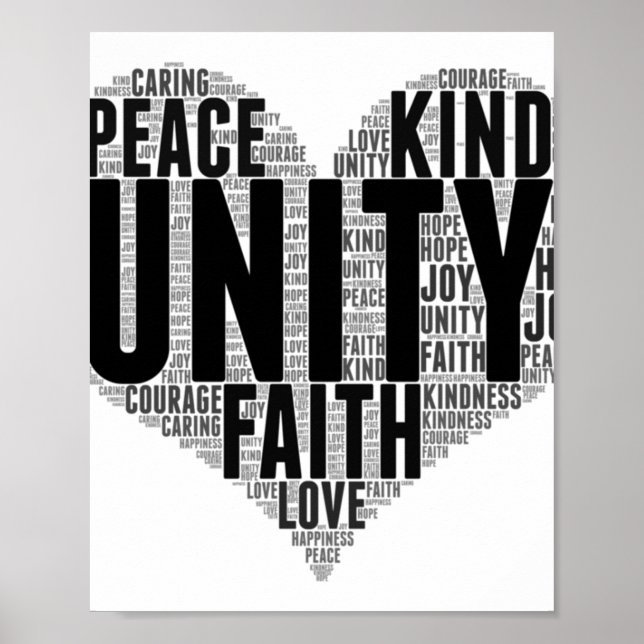 Unity WordCloud Be om vänlighet Sluta mobba Orange Poster (Framsidan)