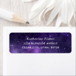 Universa nattstjärnor. Lila space galaxy bröllop Returadress Etikett<br><div class="desc">Adressetikett för lila space night bröllop.</div>