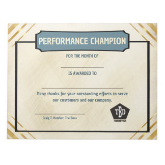 Universal employoee performance award certificates anteckningsblock