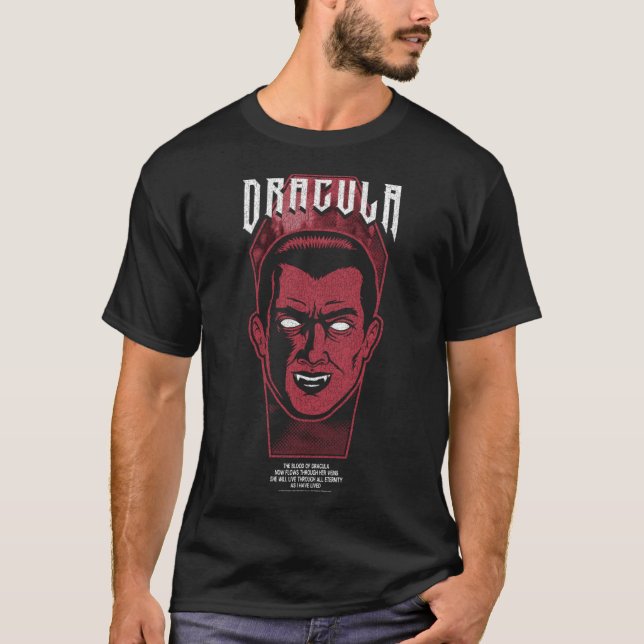Universal Monsters Artist Series Dracula Retro Por T Shirt (Framsida)