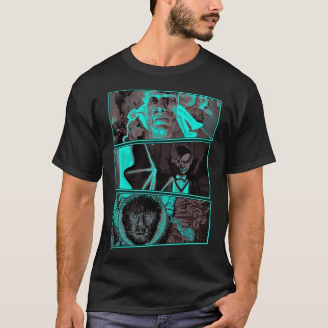 Universal Monsters Artist Series Group Shot Panels T Shirt (Framsida)