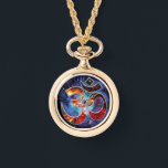 Universal OM Asana Necklace Watch Armbandsur<br><div class="desc">OM. Ljud, symbolen, själen. Ett tidlöst tema för en uppskattad tid biet. Universum inom dig förblir synkront med den eviga sanningen om fred, kärlek och harmoni allteftersom din kronologi av händelser utvecklas med tiden. Se det här användbara och vackra tillbehöret, eftersom du vet att du kommer att vara i tid,...</div>