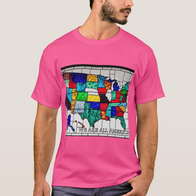 Universalfärgat Stater Karta som representerar etn T Shirt (Framsida)