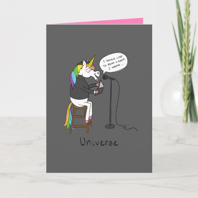 Universalt - roligt Unicorn Poetry Greeting Card Kort (Framsida)