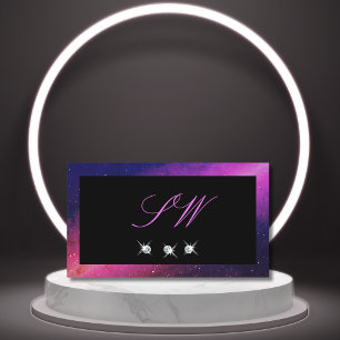 Universe Black Blue Rosa Gnistra Diamonds Monogram Visitkort