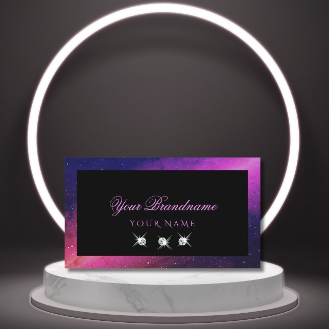 Universe Black Blue Rosa Gnistra Stars Diamanter Visitkort (Skapare uppladdad)