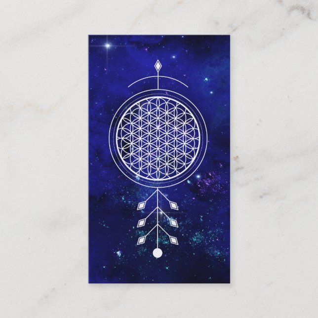 *~* Universe Flower of Life Yoga Astrology Reiki Visitkort (Framsida)