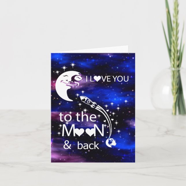 Universe - jag kärlek dig till måne & backkort helgkort (Framsida)