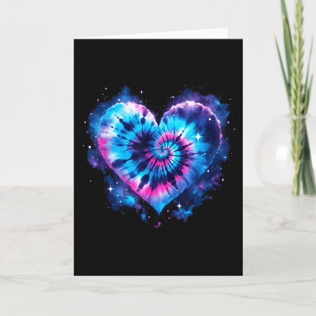 Universe Love Tie-dye Heart Tee - Hippie Valentine Kort (Framsida)