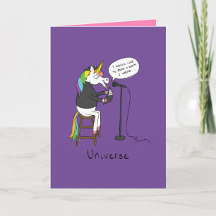 Universe - roligt Unicorn Poetry Greeting Card Kort