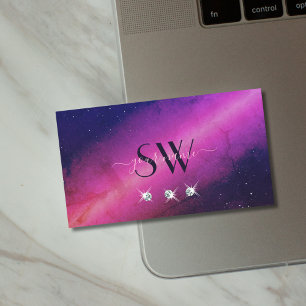 Universe Rosa Mörk blått Sparkling Jewels Monogram Visitkort