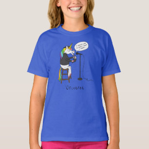 Universe Unicorn Poetry Funny Girl's Barn T-shirt