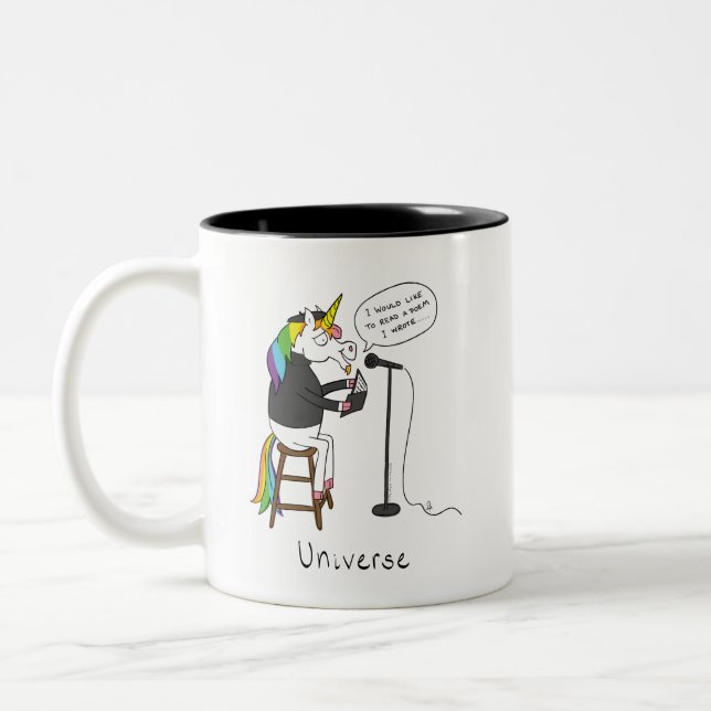 Universe Unicorn Reading Poetry Funny Coffee Mugg (Vänster)