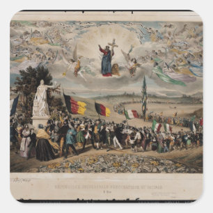 Universell demokratisk och social republik, 1848 fyrkantigt klistermärke