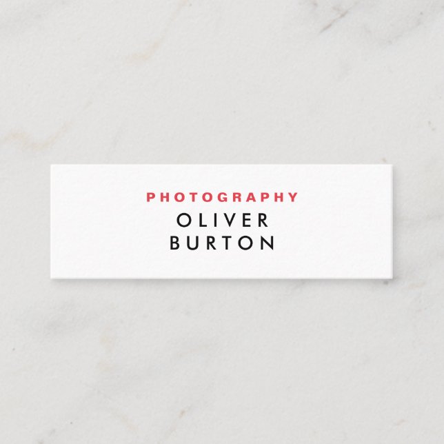 Universell mini-affärskort för fotograf. mini visitkort (Framsida)