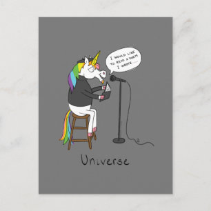 Universell Unicorn Reg Poetry Funny Postcard Vykort