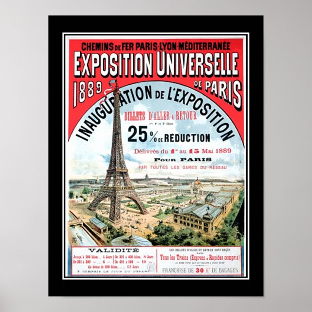 Universell utställning Paris 1889 Vintageaffisch Poster (Framsidan)
