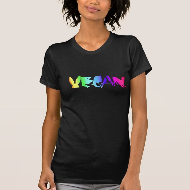 UNIVERSELL VEGANSYMBOLREGNBÅGE PÅ KVINNA BLK LONG TEE (Framsida)