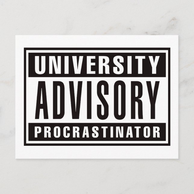 Universiteten Advisory Procrastinator Vykort (Framsida)