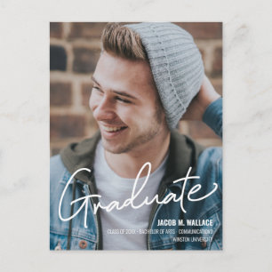 Universiteten College Male Student med Photo Meddelande Vykort