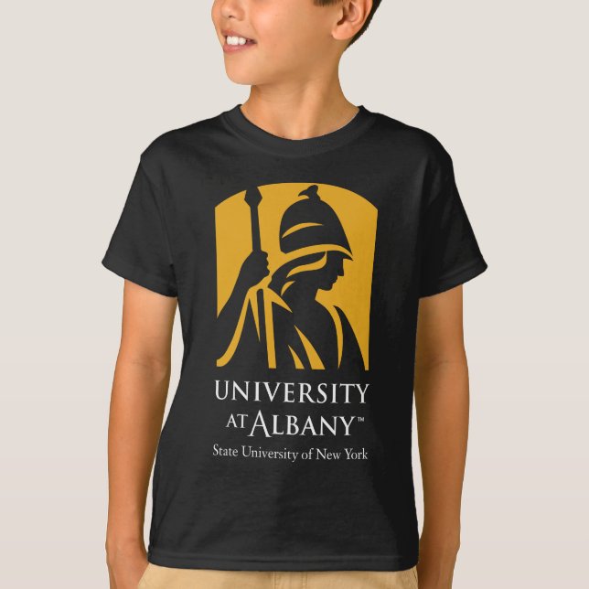 Universiteten i den albanska koniska Logotypen T Shirt (Framsida)