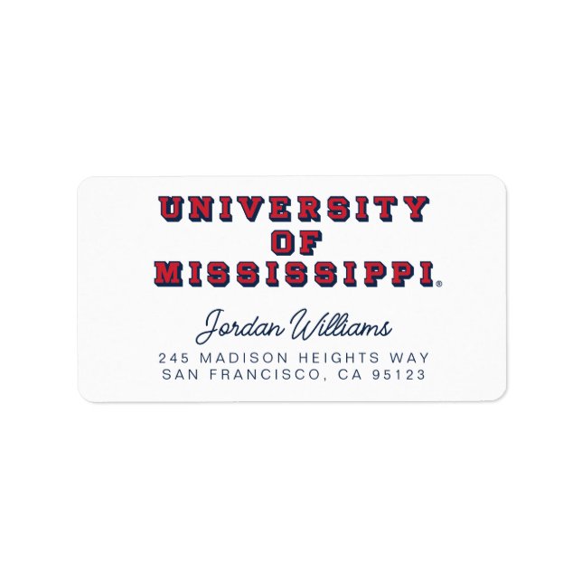 Universiteten i Mississippi | Blocktyp Adressetikett (Framsidan)