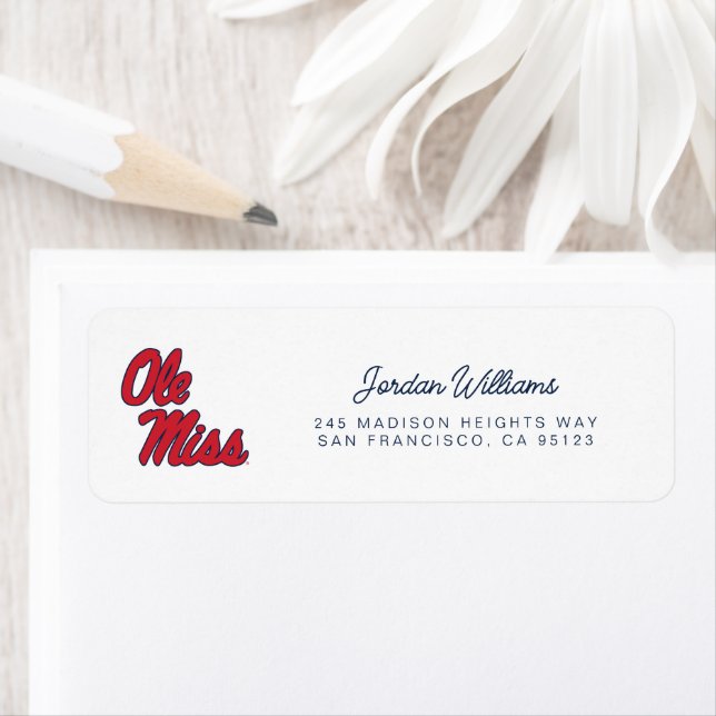 Universiteten i Mississippi | Ole Miss Script Returadress Etikett (Insitu)
