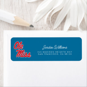 Universiteten i Mississippi Ole Miss Script Returadress Etikett