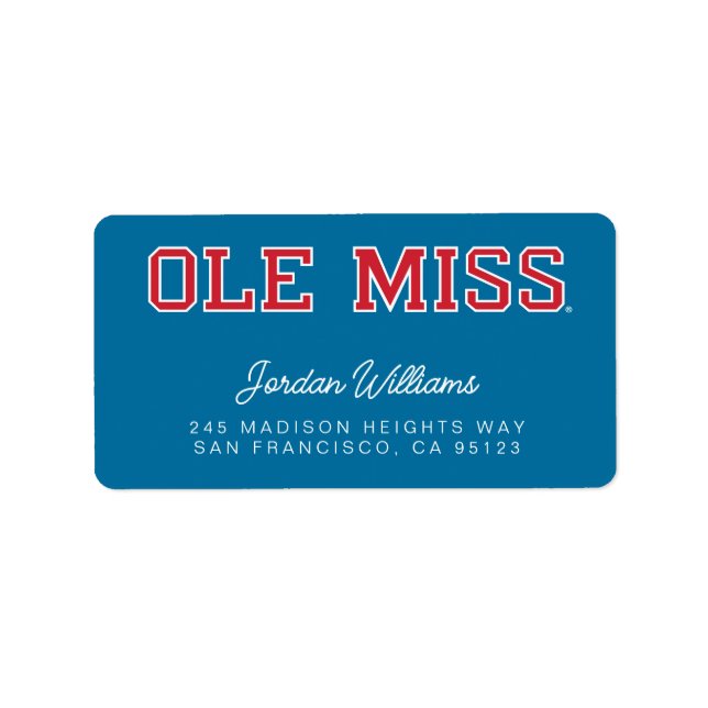 Universiteten i Mississippi | Ole Miss Wordmark Adressetikett (Framsidan)
