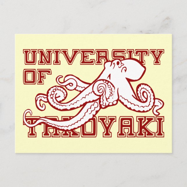 Universiteten i Takoyaki japansk bläckfisk lustigt Vykort (Framsida)